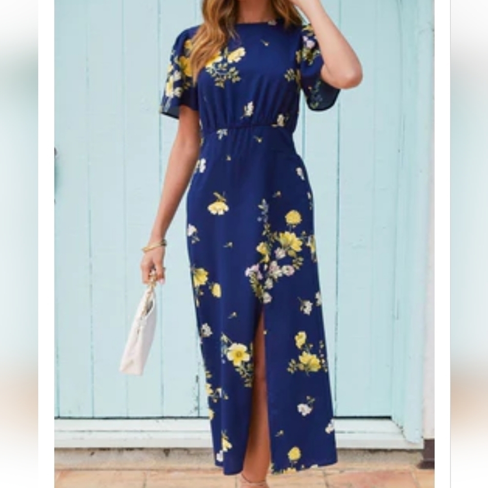 Vici SugarLips Jada Floral Slit Midi Dress NEW